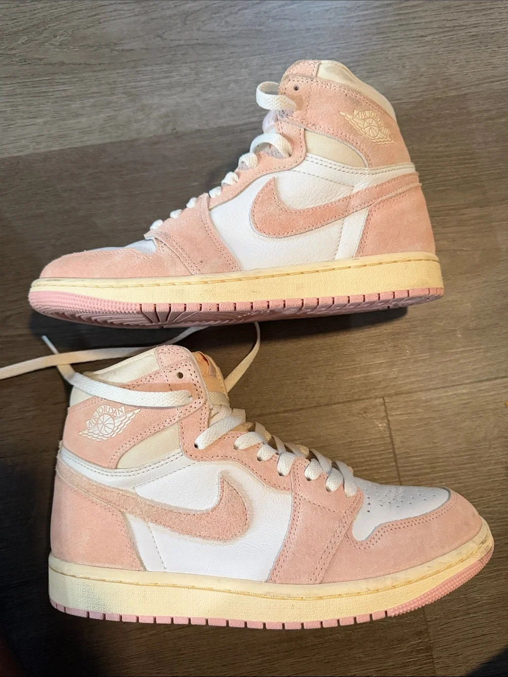 Nike Women’s High-Top Sneakers in Pastel Pink and Cream